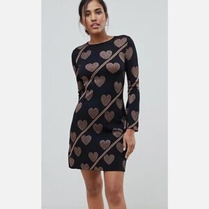 Ted Baker Uzeniaa Joyous Bell Sleeve Black and Rose Gold Dress.